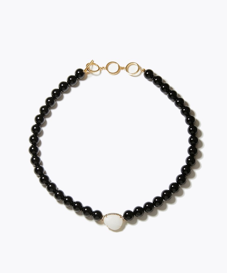 [amulette] [Drive away evil spirits and lead to the achievement of goals]onyx whitequartz pave diamonds choker